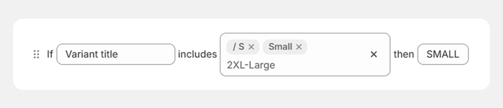 A conditional rule matching multiple include values in one rule in SKU Manager