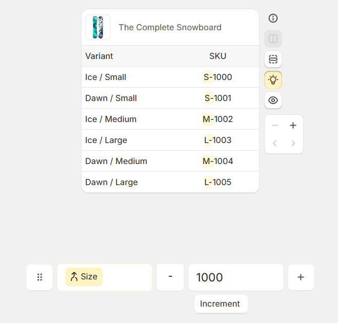 Update page showing a combo box setup with a separator entered in a small input box between boxes, plus a preview highlighting the selected output segment.
